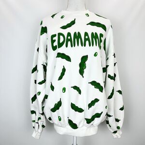 Punyus Edamame Crewneck Sweatshirt Rare Unique Japanese Streetwear Novelty Large